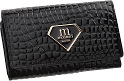 Lakierowany portfel damski Monnari portmonetka na suwak - czarny