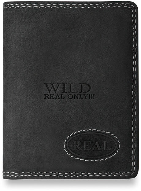 Skórzany portfel męski Wild mały portfelik portmonetka - grafitowy