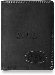 SKÓRZANY PORTFEL MĘSKI WILD REAL ONLY MAŁY ZGRABNY PORTFELIK PORTMONETKA - GRAFITOWY