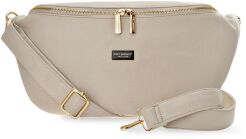 Duża nerka damska pojemna biodrówka elegancka klasyczna crossbody - beżowa