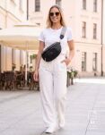 Duża nerka damska pojemna biodrówka elegancka klasyczna crossbody - czarna - 4