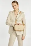 Monnari torba crossbody dwukomorowa listonoszka mała pakowna torebka na ramię - beżowa z brązem - 5