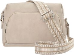 Torebka damska na ramię z paskiem crossbody skóra ekologiczna - beżowa