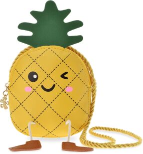 UROCZA TOREBKA DLA DZIEWCZYNKI MAŁA LISTONOSZKA TOREBECZKA MŁODZIEŻOWA DZIECIĘCA - ANANAS - ŻÓŁTA Z ZIELONYM