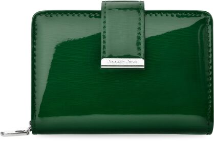 Skórzany portfel damski JENNIFER JONES lakierowana portmonetka – zielony