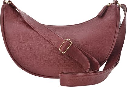 Listonoszka półksiężyc duża nerka elegancka skórzana klasyczna torebka crossbody - bordowa