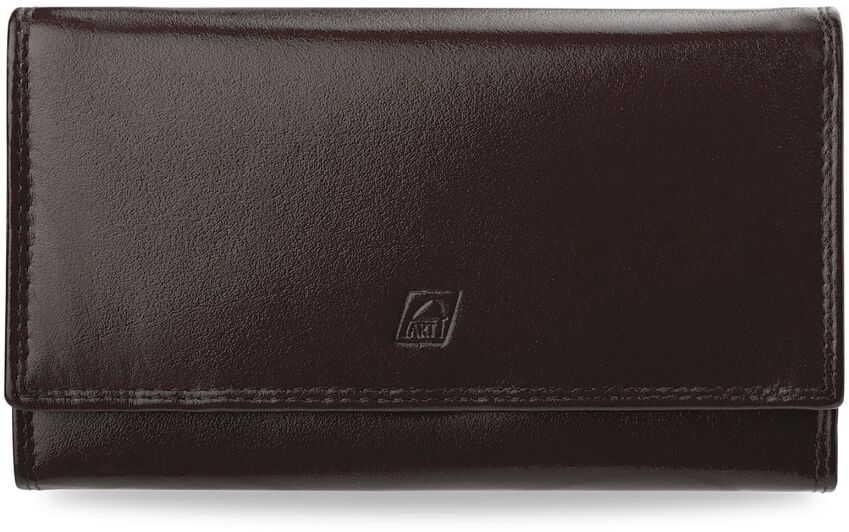 Klasyczny duży portfel damski A-ART skóra naturalna - brązowy