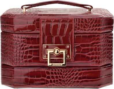 Duży elegancki kuferek etui na biżuterię Monnari kosmetyczka szkatułka organizer – burgundowy