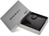 Portfel męski skórzany ROVICKY RFID na karty dokumenty banknoty monety - czarny - 3