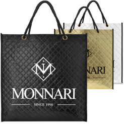 Pikowana torba MONNARI duża pojemna torebka eko zakupowa metaliczna shopperka z logo