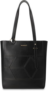 Stylowa torebka damska MONNARI pojemna torba na ramię shopperka z naszywkami 3d - czarny