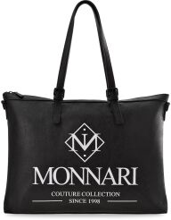 Pojemna torba damska MONNARI duża shopperka torebka weekendowa z logo - czarna